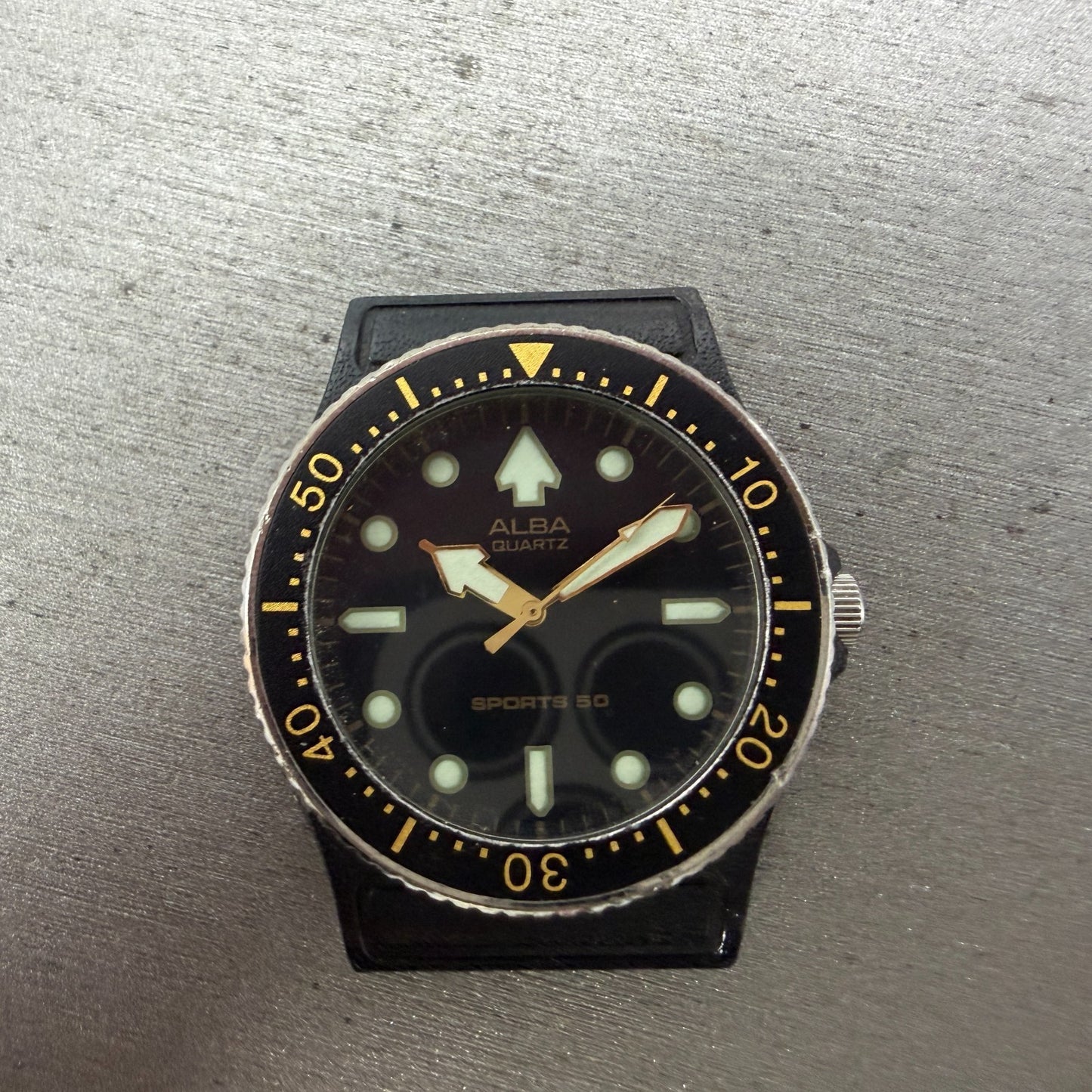 Seiko ALBA Dive Watch Men 36mm Black Dial Black Tone Round Y481-014A New Battery0