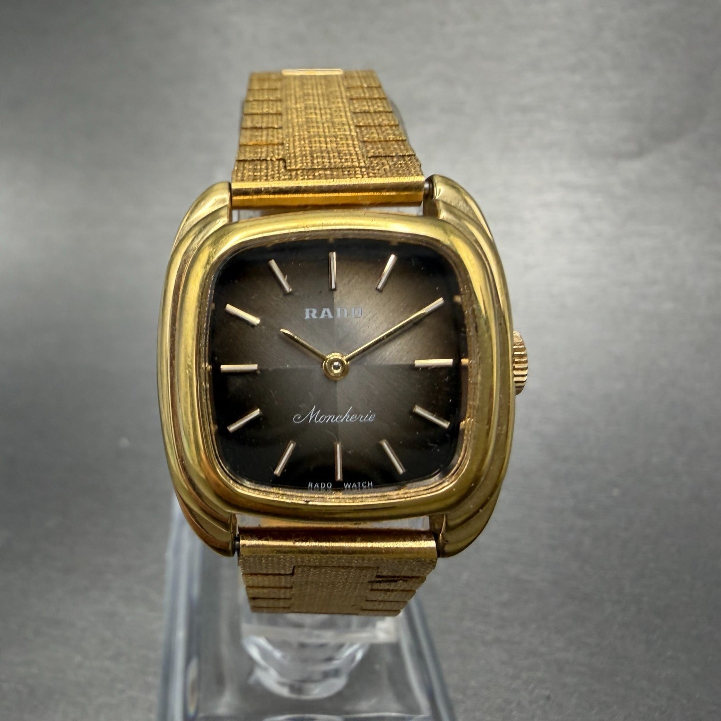 Rado Moncherie Watch Women 24mm Brown Dial Gold Tone Rectangle Manual Wind PARTS0