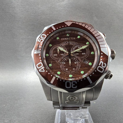 Invicta Pro Diver Chronograph Watch Men 47mm Brown Dial Steel Date 0164 New Batt5