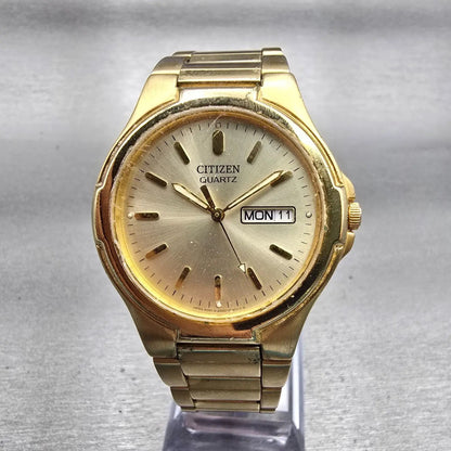 Citizen Watch Men 36mm Champagne Dial Gold Tone Daydate 2500-S99937 New Battery0