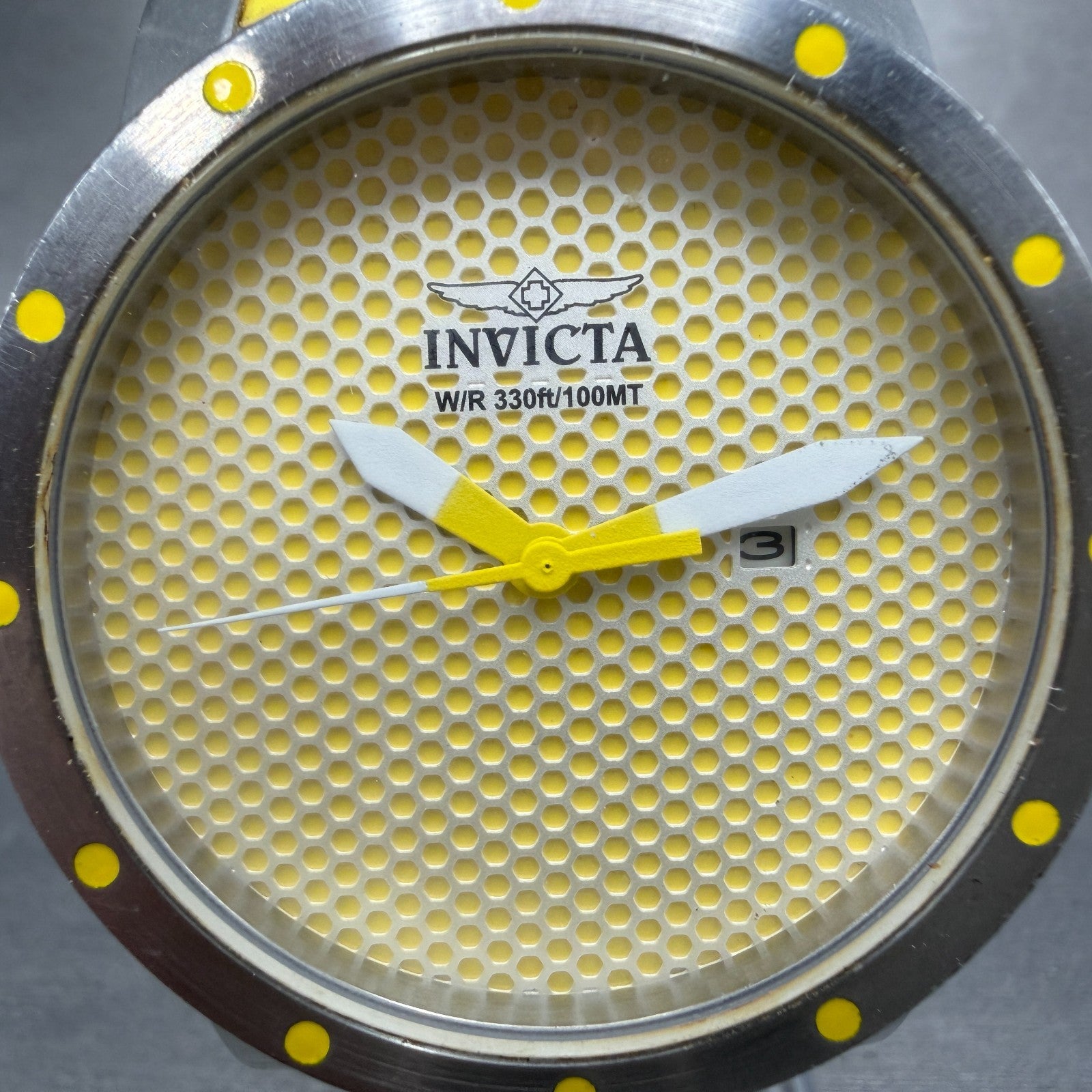 Invicta DNA Watch Men 46mm Yellow Dial Silver Tone Date Round 10420 New Battery1
