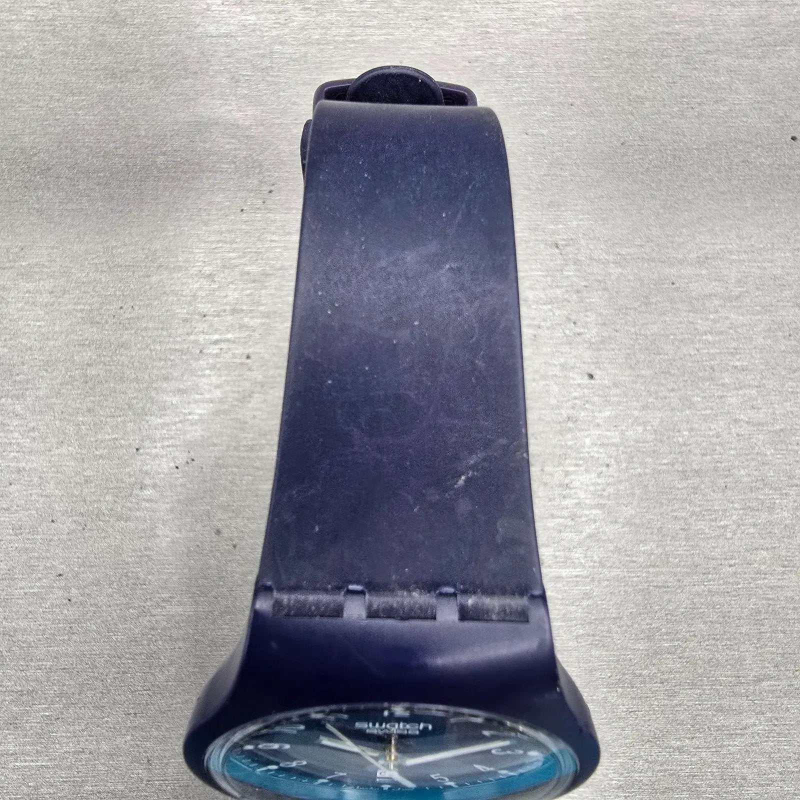 Swatch Portly Watch Men 38mm Blue Dial Blue Case Daydate Round SUJN700 New Batt4