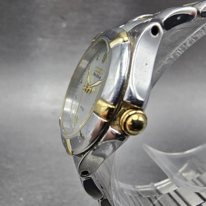 Citizen Eco-Drive Watch Women 26mm MOP Dial Two Tone Date E011-S064881 Runs2