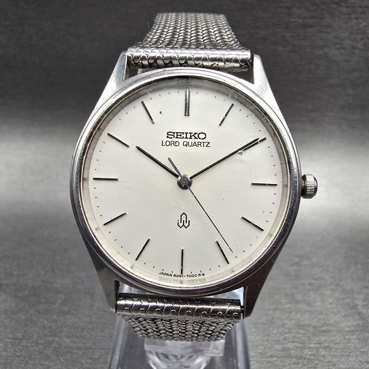 Seiko Lord Quartz Watch Men 33mm White Dial Silver Round 8241-7000 New Battery0