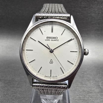 Seiko Lord Quartz Watch Men 33mm White Dial Silver Round 8241-7000 New Battery0