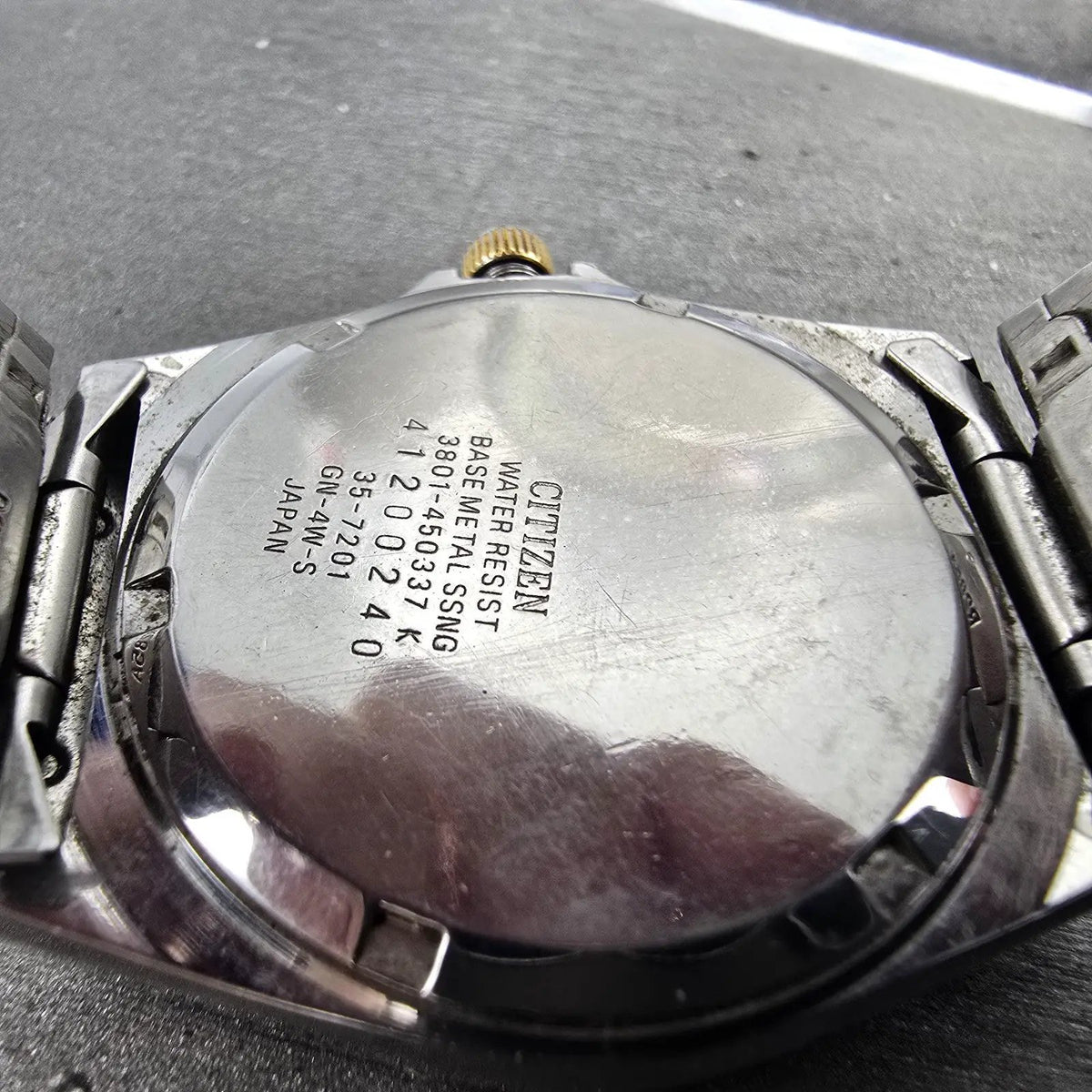 Citizen CQ Watch Men 35mm Champagne Dial Two Tone Daydate READ! 3801-450337 Runs9