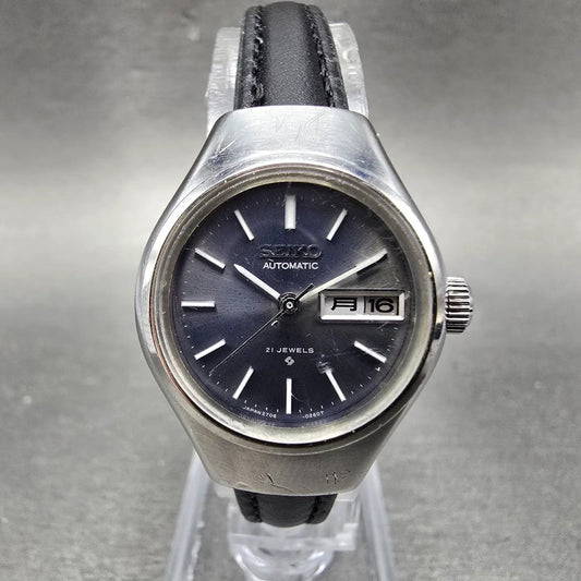 Seiko Automatic Watch Women 24mm Gray Dial Silver Tone Daydate 2706-0110 Runs GH0