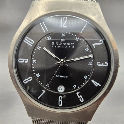 Skagen Sundby Watch Men 37mm Gray Dial Titanium Date 233XLTTM New Battery1