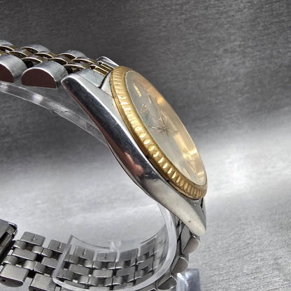 Seiko President Watch Men 36mm Silver Dial Two Tone Daydate 7N43-8111 New Bat Kp3