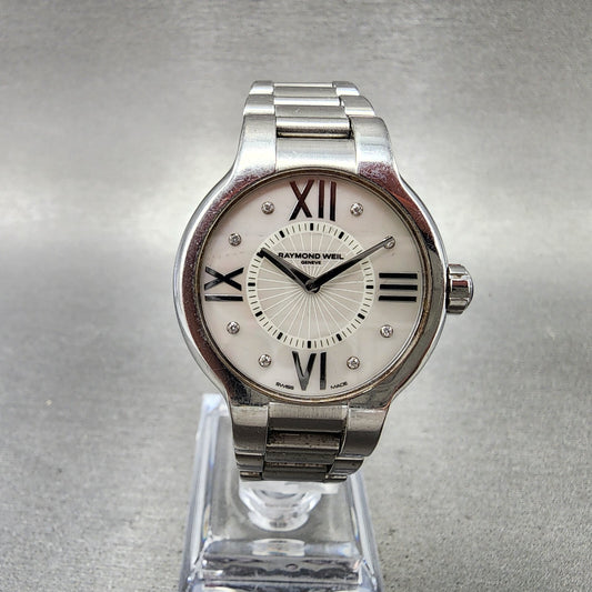 Raymond Weil Noemia Watch Women 32mm MOP Dial Steel Diamond Marker 5932 New Batt0