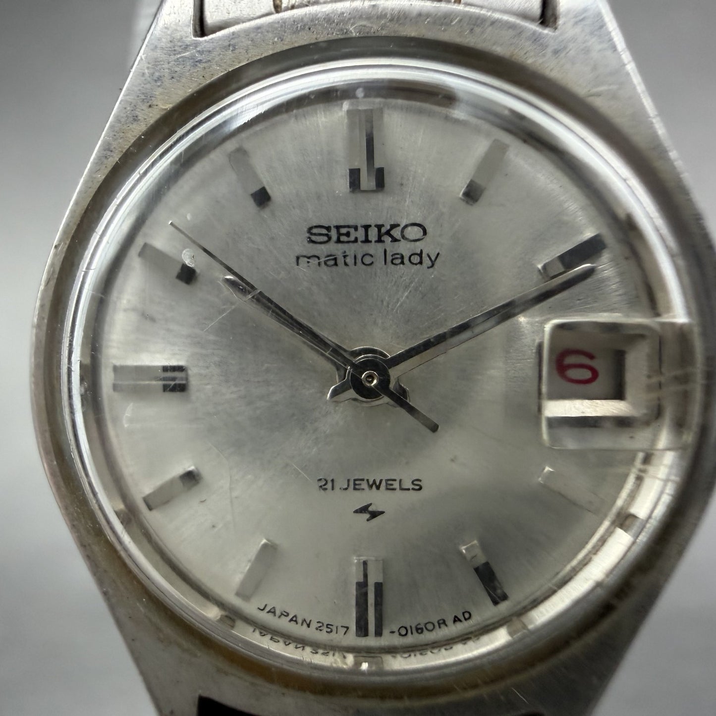 Seiko Matic Lady Watch Women 21mm Silver Dial Silver Tone Date Round VTG PARTS2