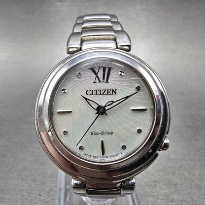 Citizen Eco-Drive Sunrise Watch Women 30mm MOP Dial Silver Tone EM0330-55D Runs0