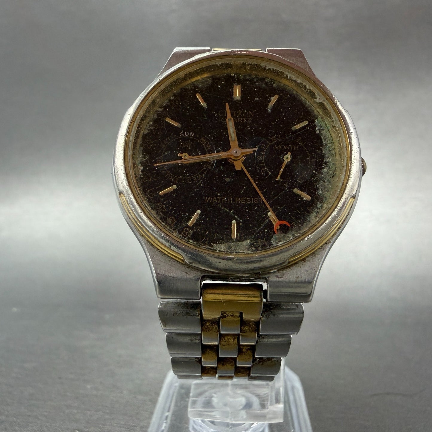Citizen Watch Men 34mm Black Dial Two Tone Daydate 6355-G30071 Round PARTS6