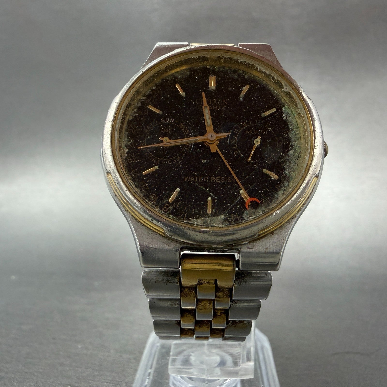 Citizen Watch Men 34mm Black Dial Two Tone Daydate 6355-G30071 Round PARTS6