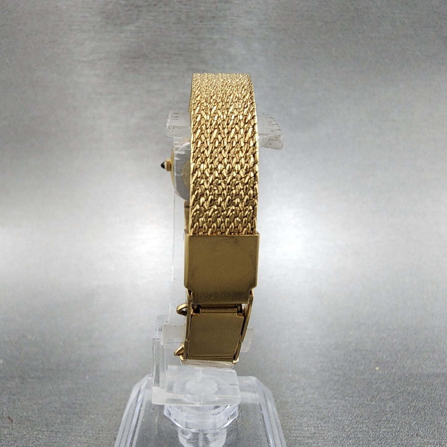 Seiko Watch Women 18mm Black Dial Gold Tone Diamond Accent Rectangle New Battery7