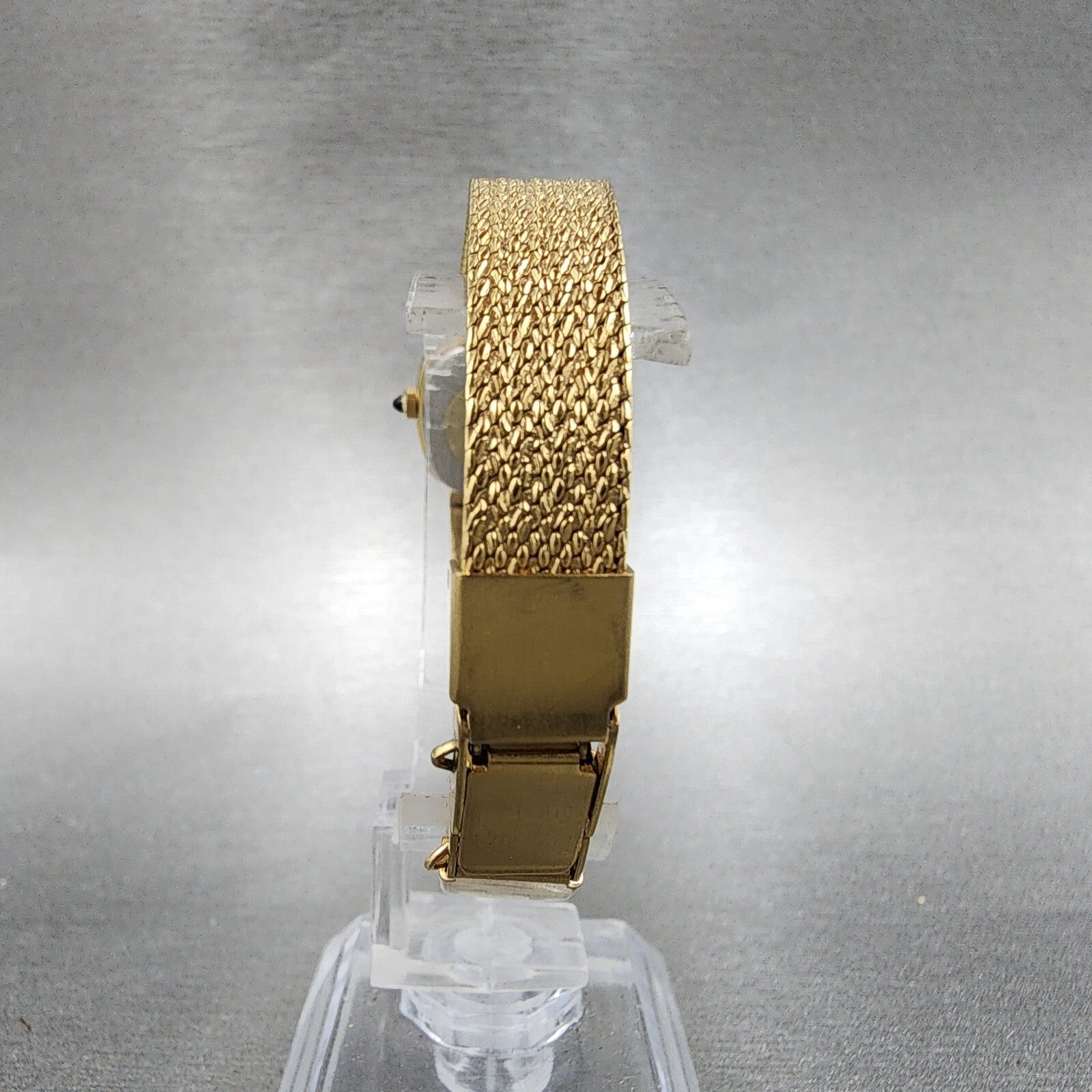 Seiko Watch Women 18mm Black Dial Gold Tone Diamond Accent Rectangle New Battery7