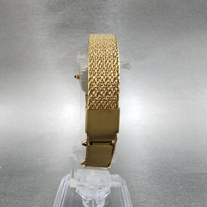 Seiko Watch Women 18mm Black Dial Gold Tone Diamond Accent Rectangle New Battery7