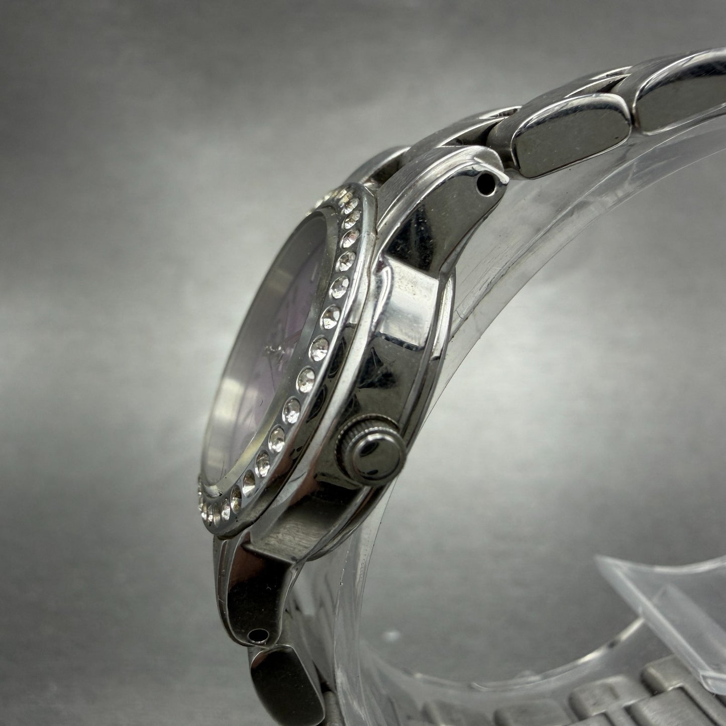 Citizen Eco-Drive Watch Women 25mm Purple Dial Silver Tone Round 2320-0100 Runs2