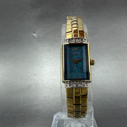 Seiko Lassale Tank Watch Women 13mm Blue Dial Gold Tone 2E20-6899 New Battery AB5