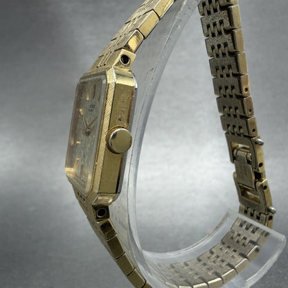 Seiko Tank Watch Women 17mm Champagne Dial Gold Tone 14005540 New Battery2