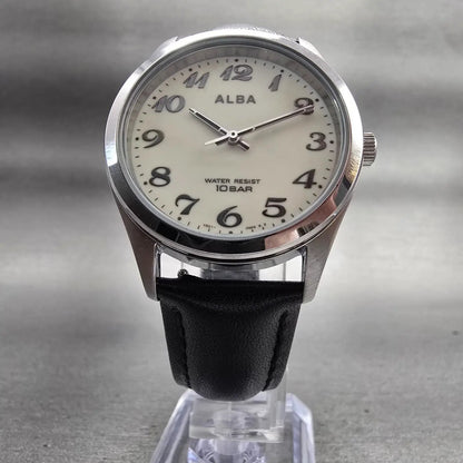 Seiko Alba Watch Men 34mm Luminous Dial Silver Tone Round V601-0EL0 New Battery5