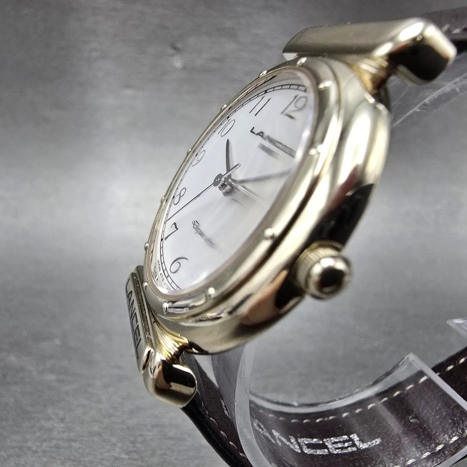 Citizen Lancel Watch Men 32mm White Dial Gold Tone Date 4710-470737 New Battery2