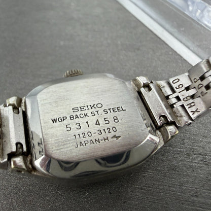 Seiko Tank Watch Women 20mm Silver Dial Silver Tone Manual 1120-3120 Runs9
