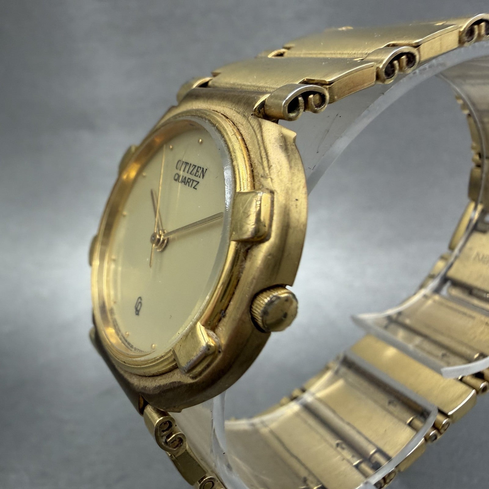 Citizen CQ Watch Men 31mm Gold Dial Gold Tone Round 6030S04646 New Battery2