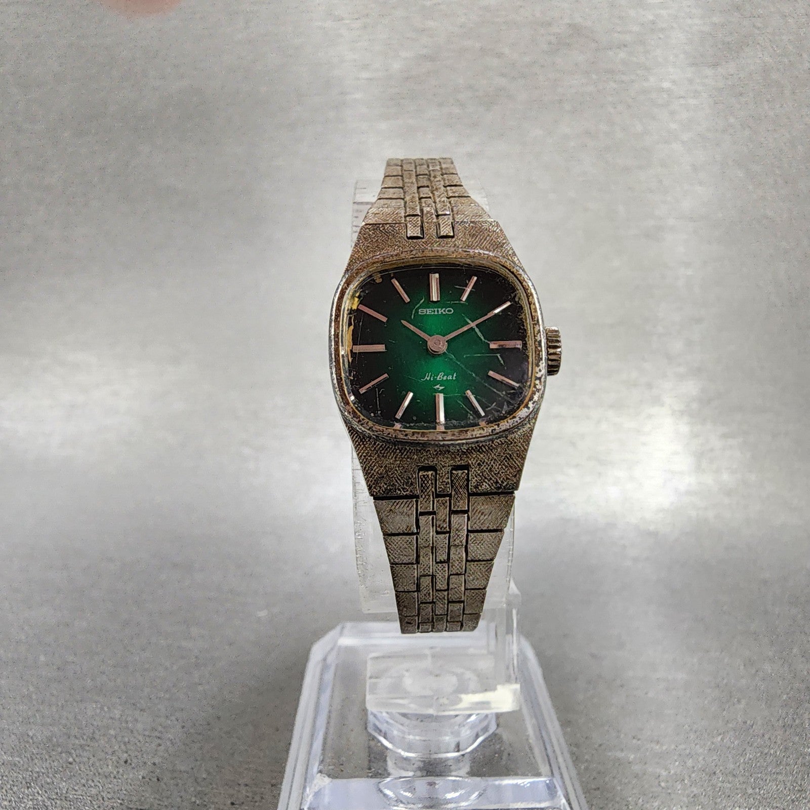 Seiko Watch Women 19mm Green Dial Silver Tone Round Manual 11203060 Runs5