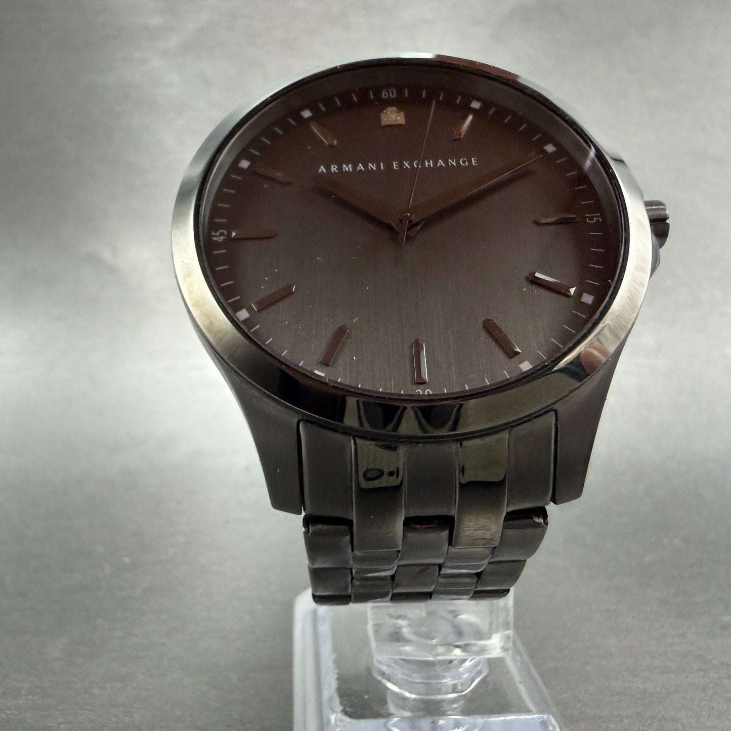 Armani Exchange Hampton Watch Men 46mm Black Dial Black Tone Round New Battery5