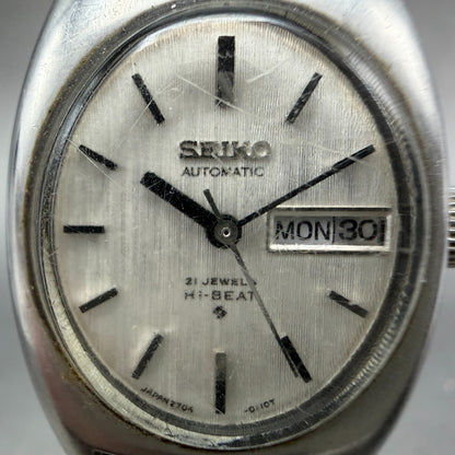 Seiko Automatic Watch Women 22mm Silver Dial Silver Tone Daydate 2706-7010 Runs1