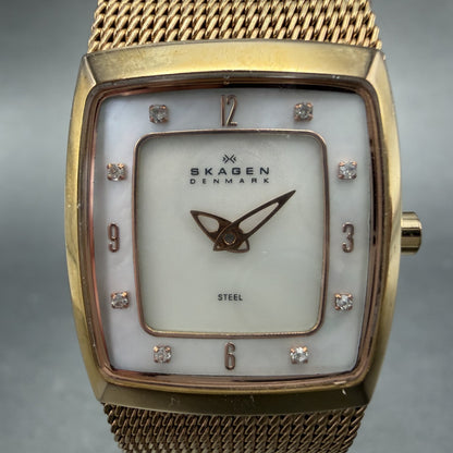 Skagen Tank Watch Women 21mm MOP Dial Rose Gold Rectangle 380XSRR1 New Battery1