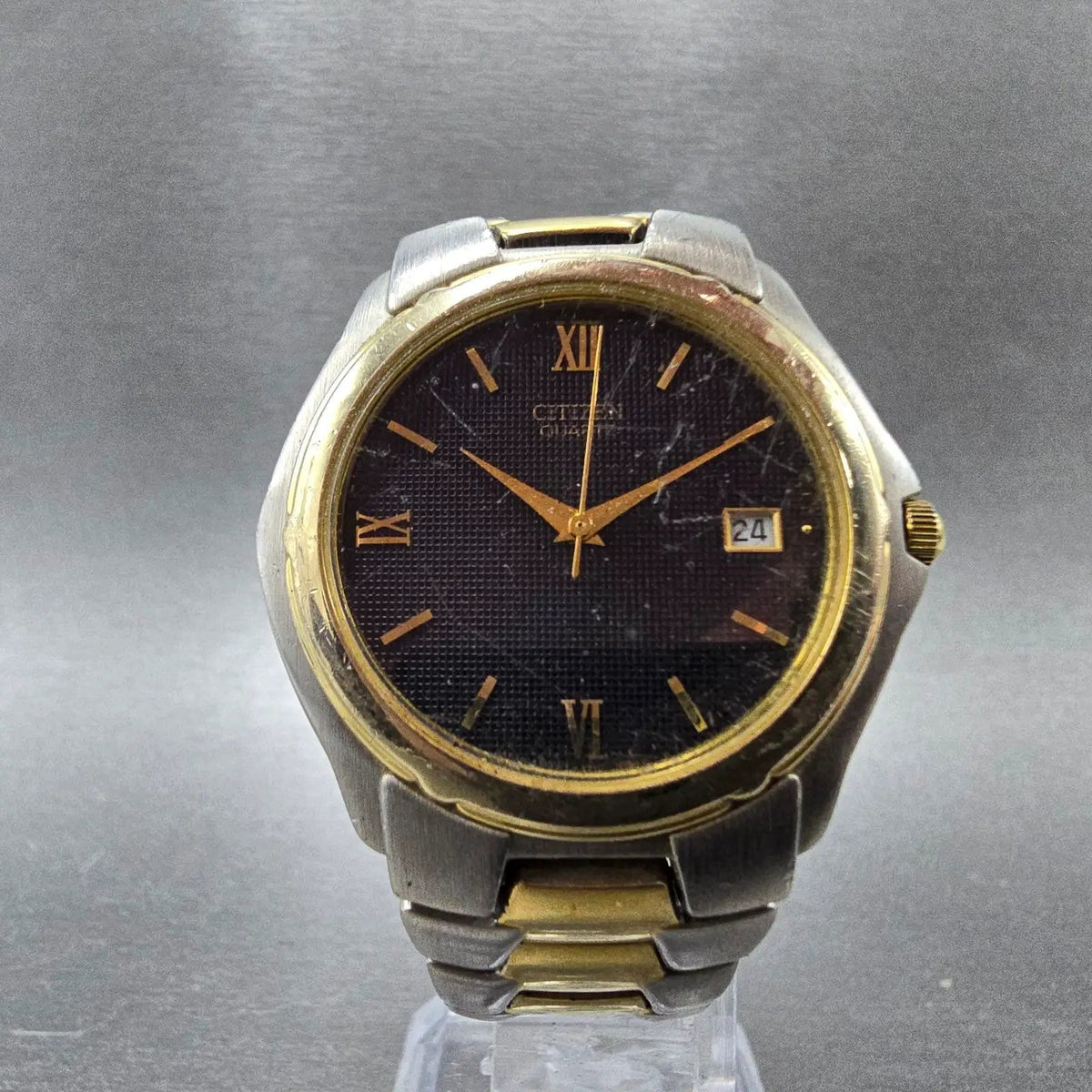 Citizen Watch Men 36mm Blue Dial Two Tone Date 2510-S76175 New Battery VTG5