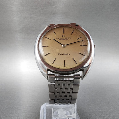 Universal Geneve White Shadow Automatic Watch Men 35mm Champagne Dial Steel Runs