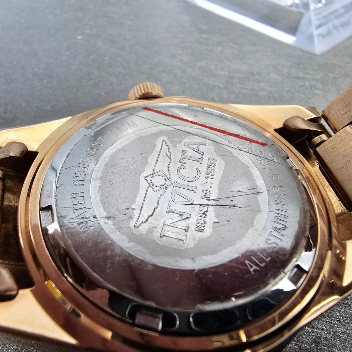 Invicta Dive Watch Women 38mmRose Dial Rose Gold Tone Date 15253 New Battery9