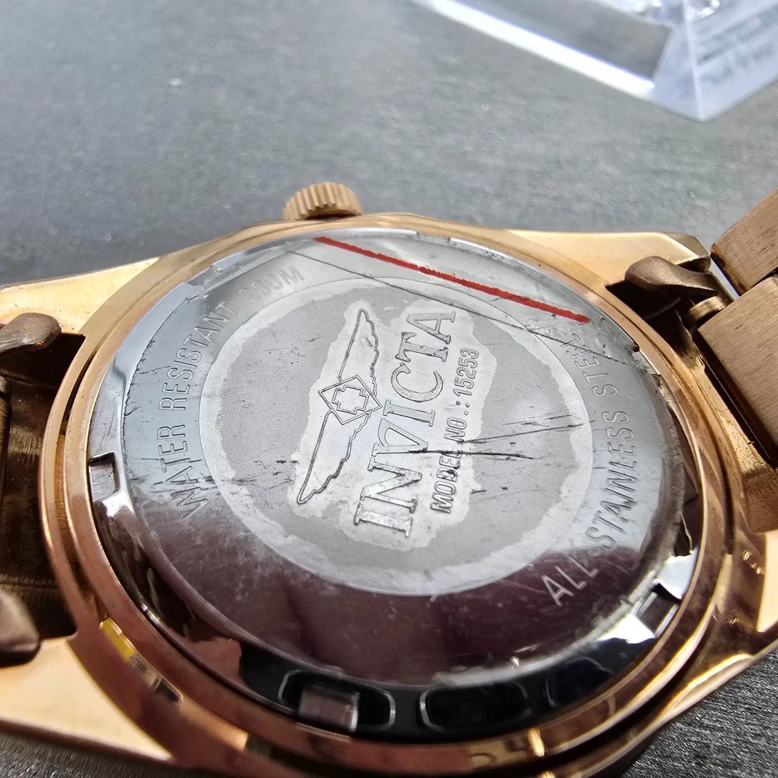 Invicta Dive Watch Women 38mmRose Dial Rose Gold Tone Date 15253 New Battery9