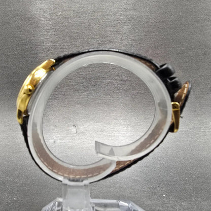 Longines Watch Women 23mm Gold Dial Gold Tone Date Round L4.220.2 New Battery6