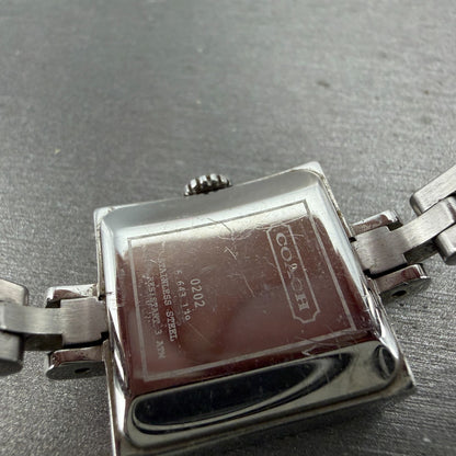 Coach Watch Women 20mm Silver Dial Steel Square Bracelet New Battery9