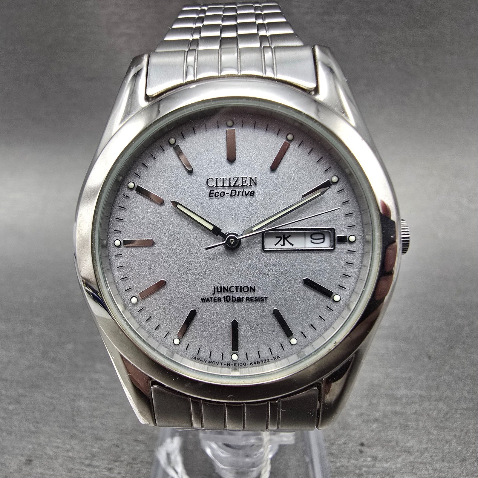 Citizen Eco-Drive Junction Watch Men 36mm Silver Dial Steel Daydate Round Runs0