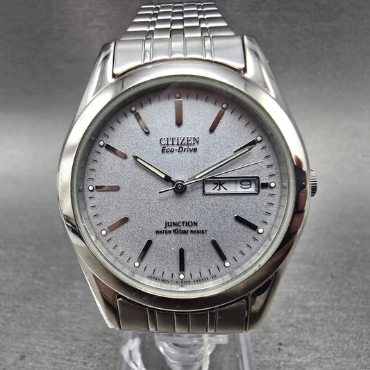 Citizen Eco-Drive Junction Watch Men 36mm Silver Dial Steel Daydate Round Runs0