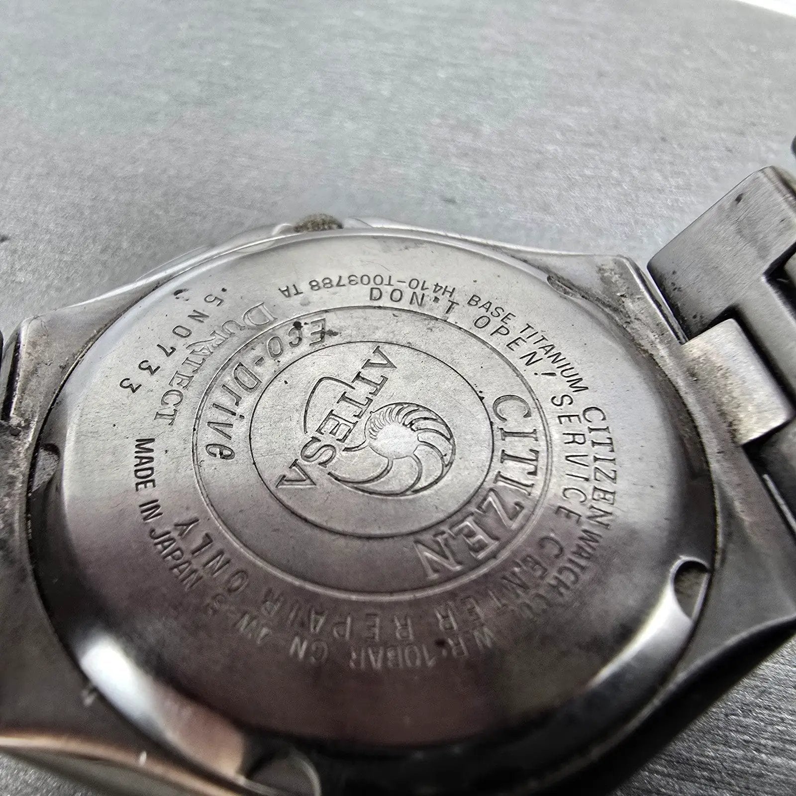 Citizen Eco-Drive Attesa Watch Men 38mm White Dial Titanium Atomic Date PARTS!!!10