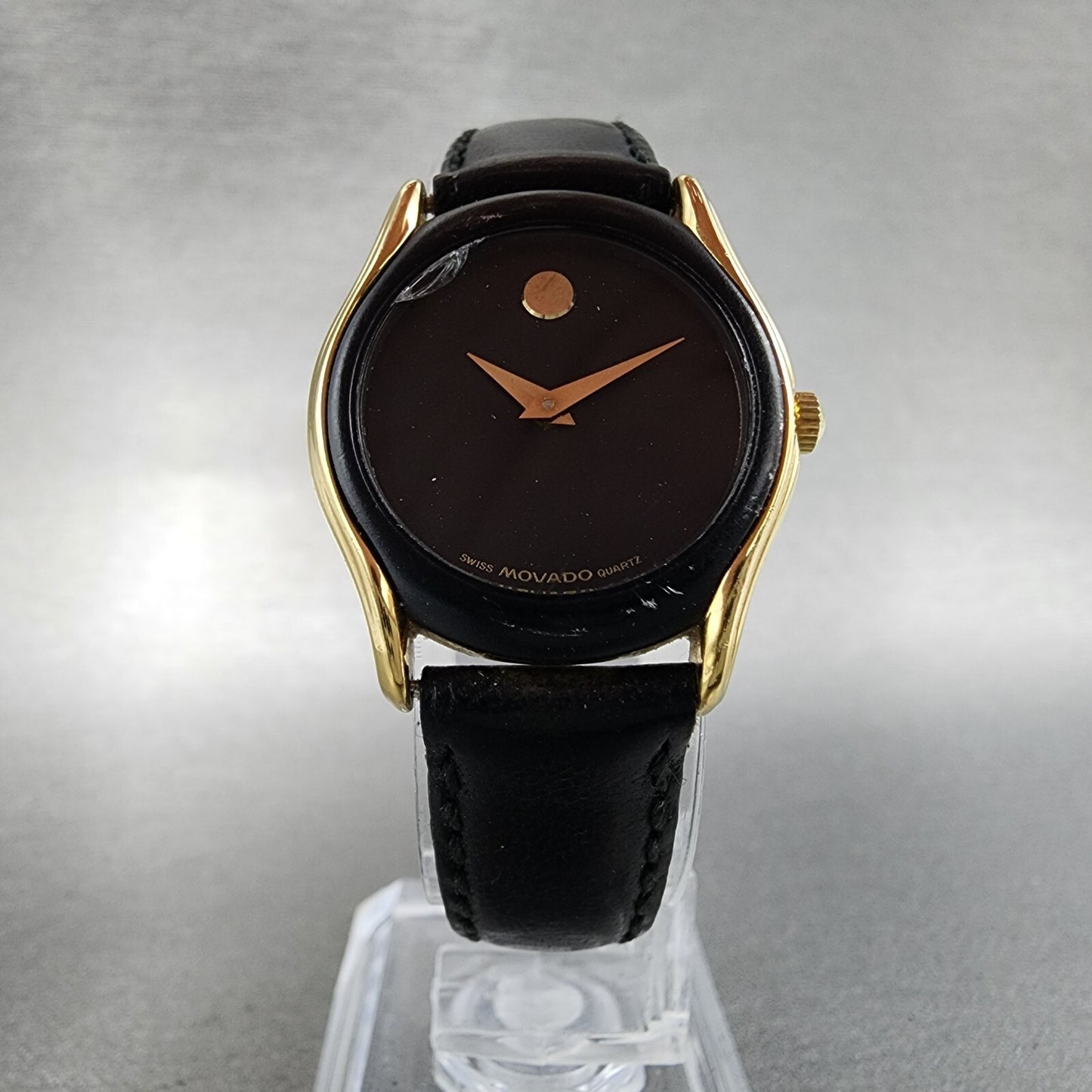Movado Museum Watch Women 24mm Black Dial Gold Tone Round 88.66.820.N New Batt5