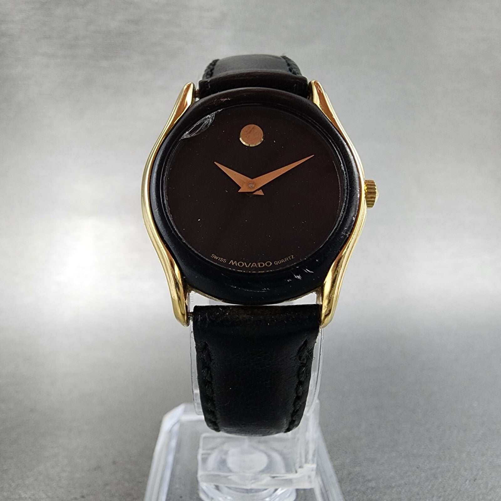 Movado Museum Watch Women 24mm Black Dial Gold Tone Round 88.66.820.N New Batt5