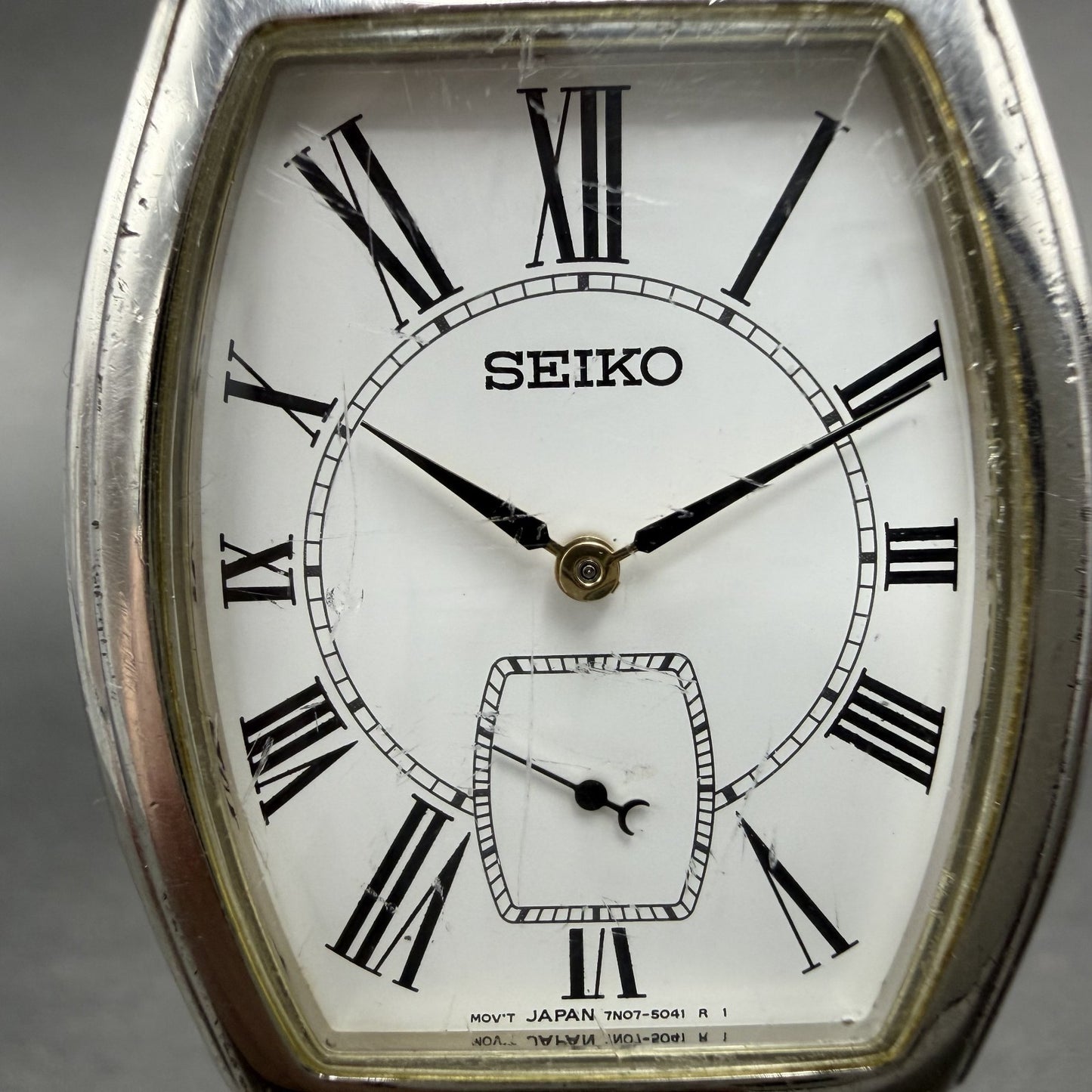 Seiko Tank Watch Men 30mm White Dial Two Tone Vintage 7N07-5020 New Battery1