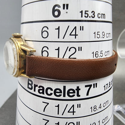 VTG Omega Turler Watch Women 19mm Cream Dial Gold Plated Manual Wind Runs Cal24411