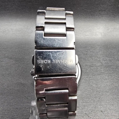 Michael Kors Camille Watch Women 44mm Silver Dial Chrono Date MK5719 New Batt7