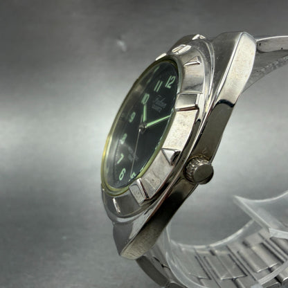 Citizen Q&Q Falcon Watch Men 34mm Blac dial Silver Tone Round New Battery2