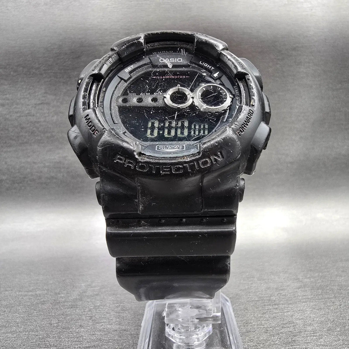 Casio G-Shock GD-100 Watch Men 51mm Black Chrono Alarm Round New Battery READ6