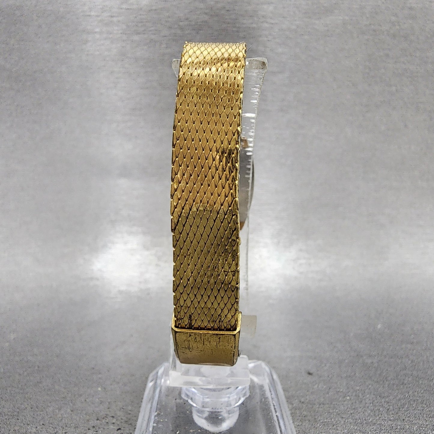 Bulova Tank Watch Women 17mm Black Dial Gold Tone Rectangle Manual Wind Runs VTG7