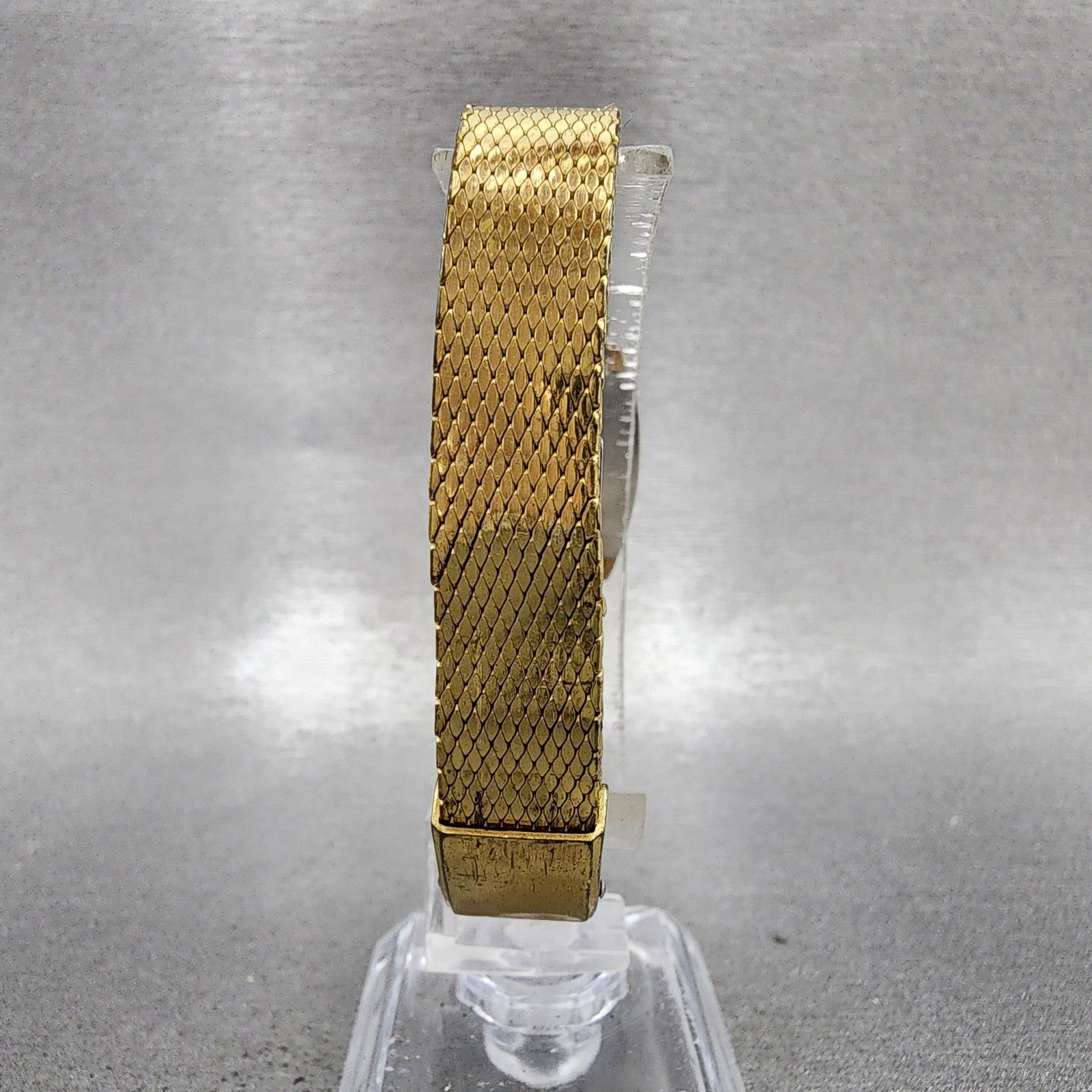Bulova Tank Watch Women 17mm Black Dial Gold Tone Rectangle Manual Wind Runs VTG7